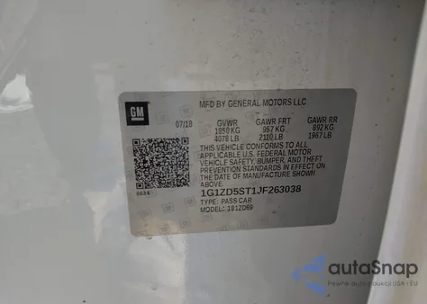 2018 Chevrolet Malibu Lt z USA, uszkodzony, nr VIN 1G1ZD5ST1JF263038